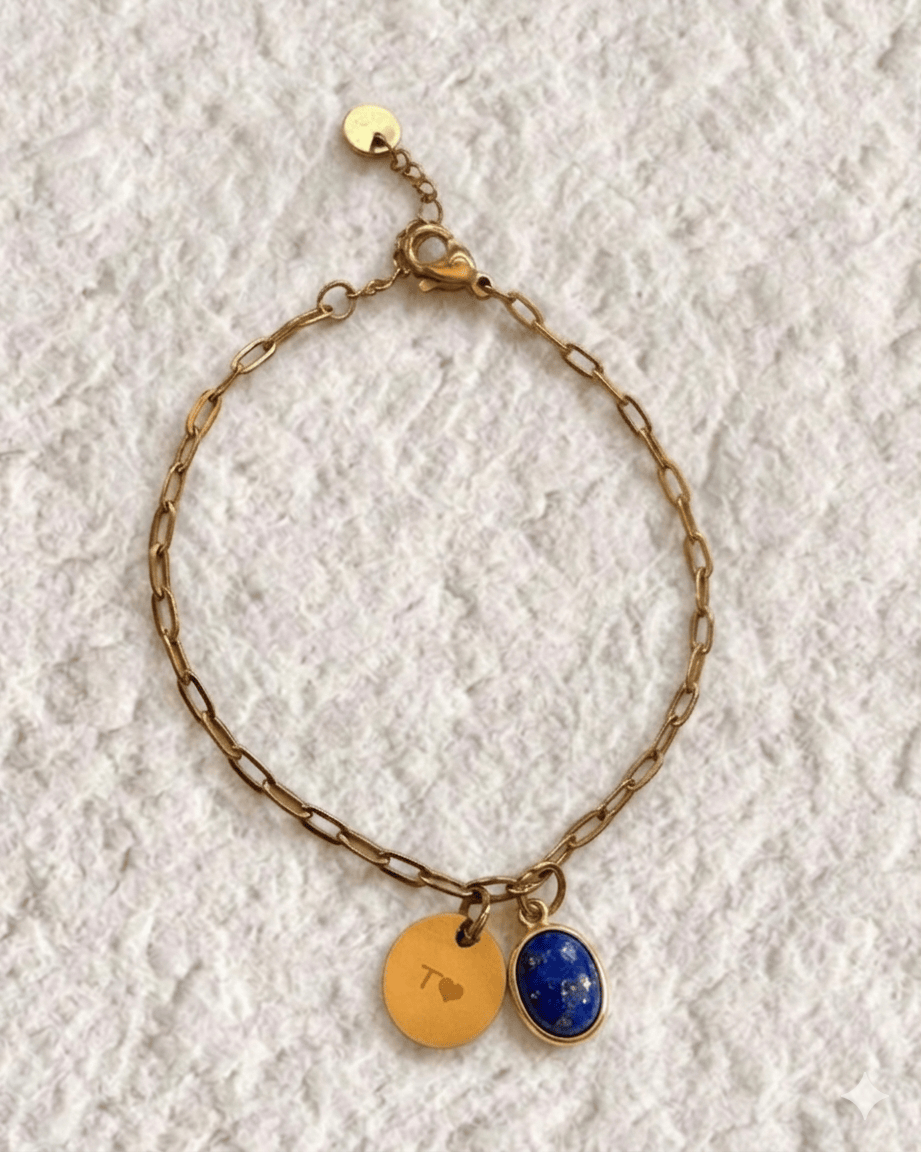 ENGRAVED BRACELET WITH NATURAL STONE