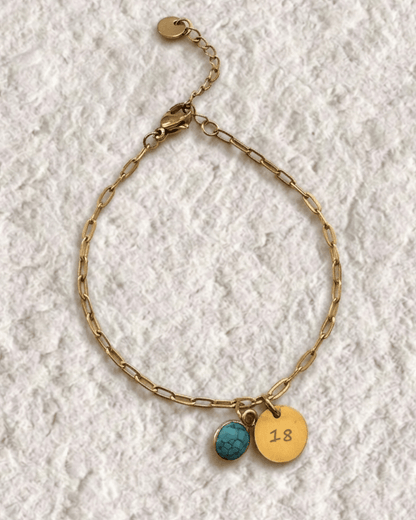 ENGRAVED BRACELET WITH NATURAL STONE