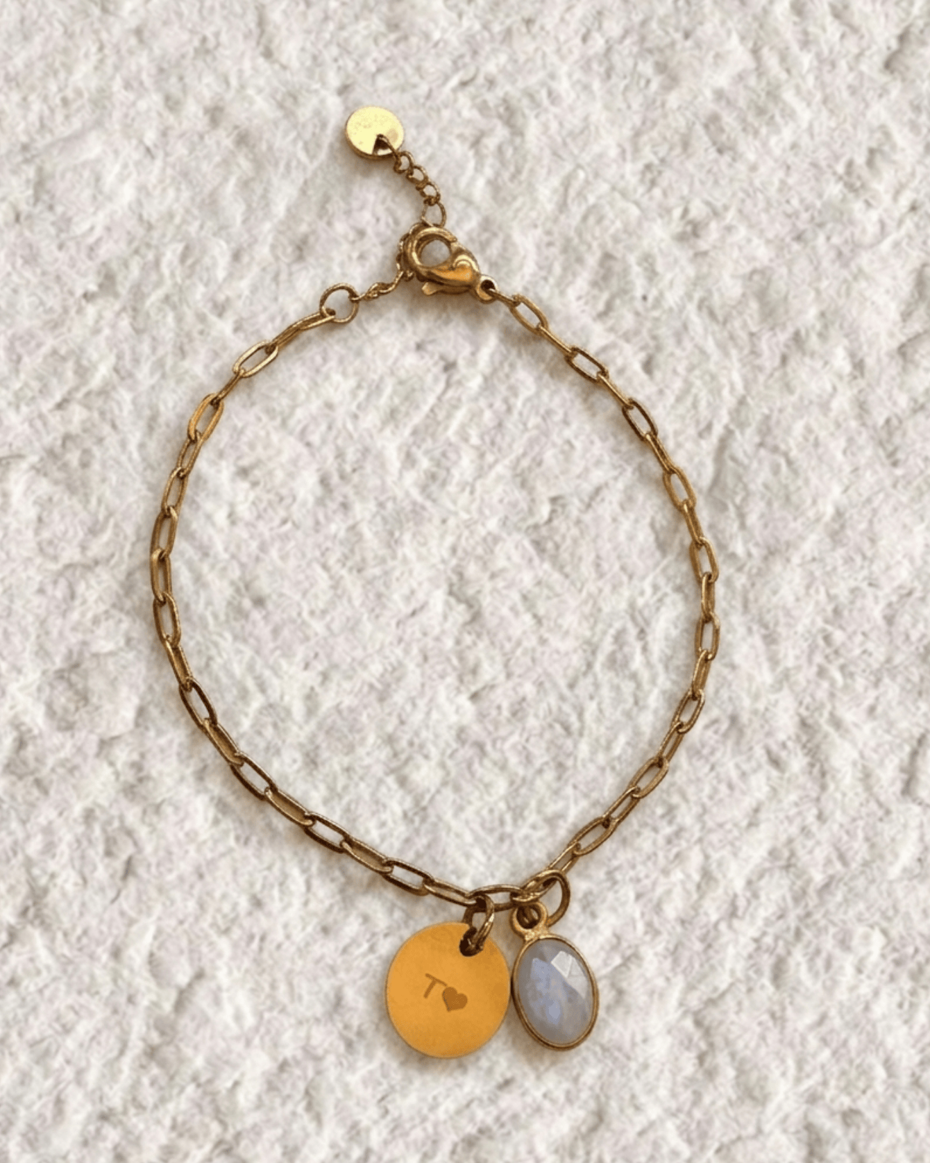 ENGRAVED BRACELET WITH NATURAL STONE