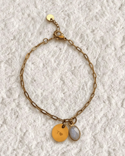 ENGRAVED BRACELET WITH NATURAL STONE