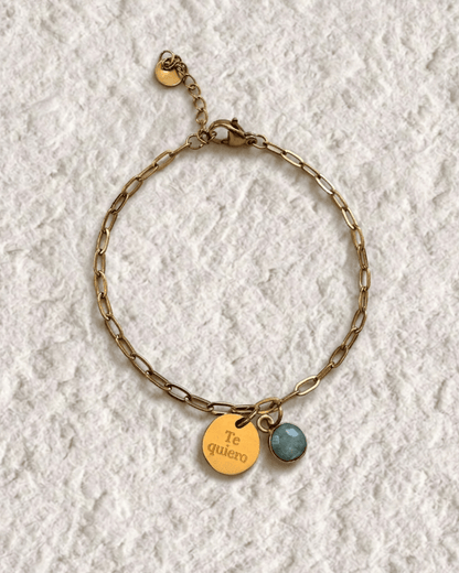 ENGRAVED BRACELET WITH NATURAL STONE