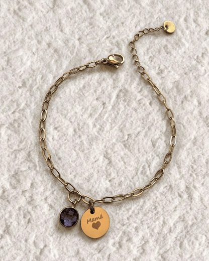 ENGRAVED BRACELET WITH NATURAL STONE