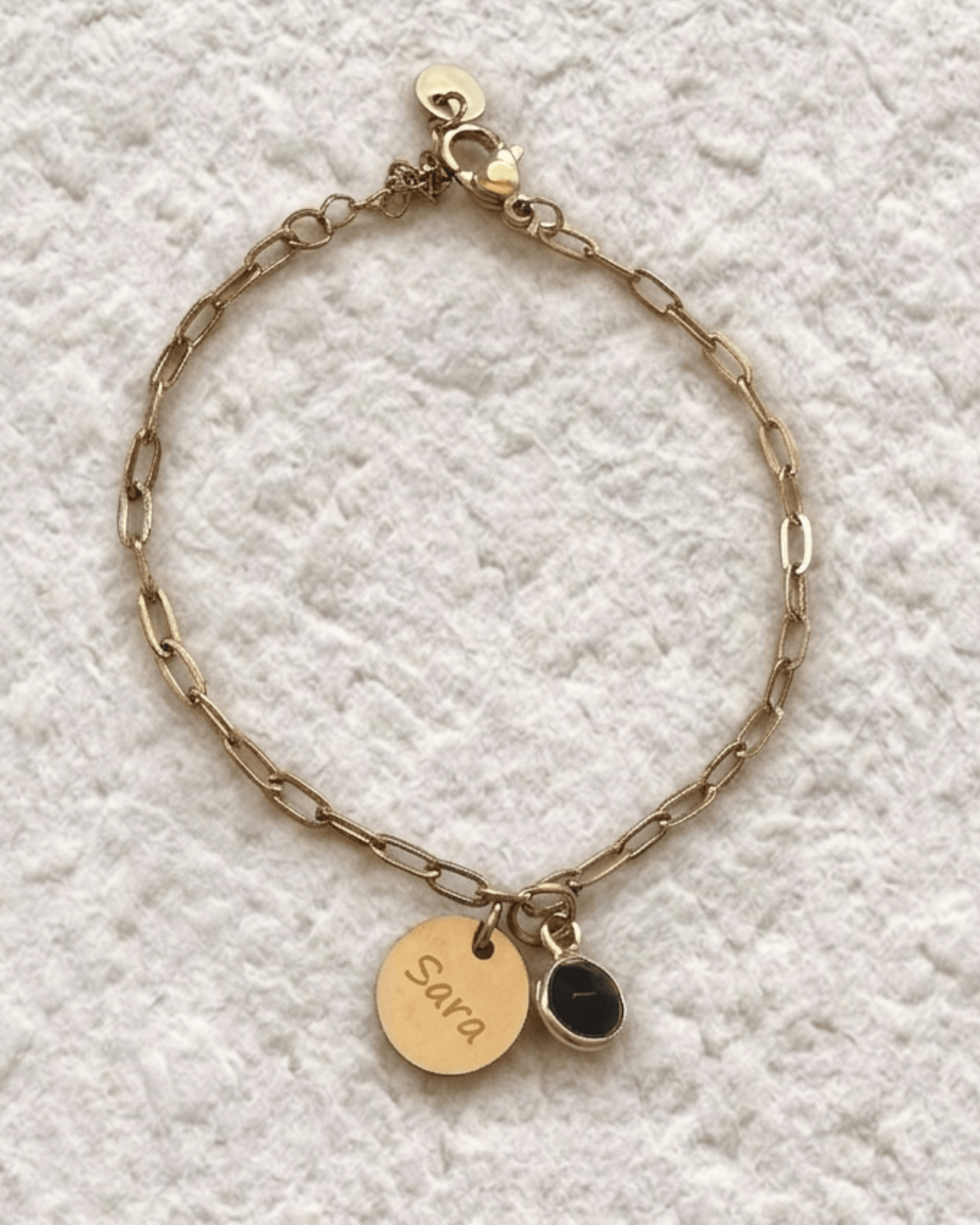 ENGRAVED BRACELET WITH NATURAL STONE