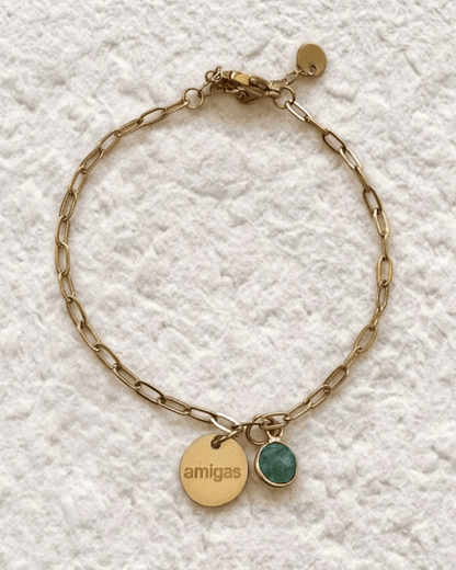 ENGRAVED BRACELET WITH NATURAL STONE