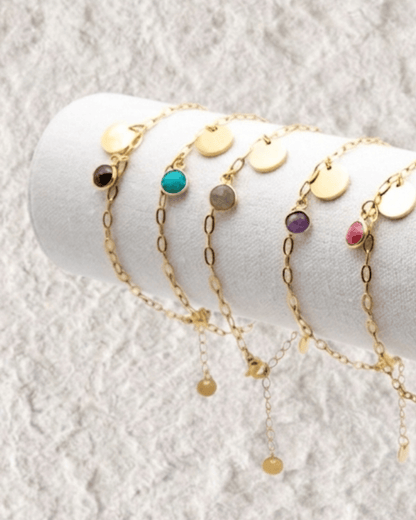 ENGRAVED BRACELET WITH NATURAL STONE