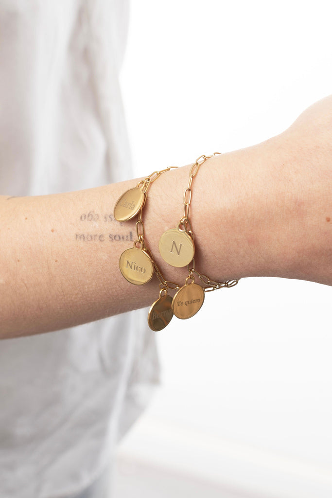 Pulsera  medalla grabada personalizada