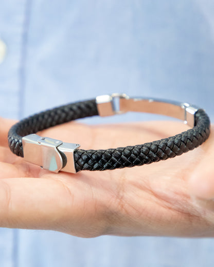 PULSERA HOMBRE POLIPIEL NEGRA GRABADA