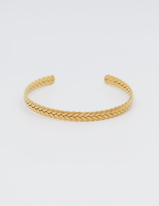 pulsera dorada de acero trazada rígida flexible ajustable