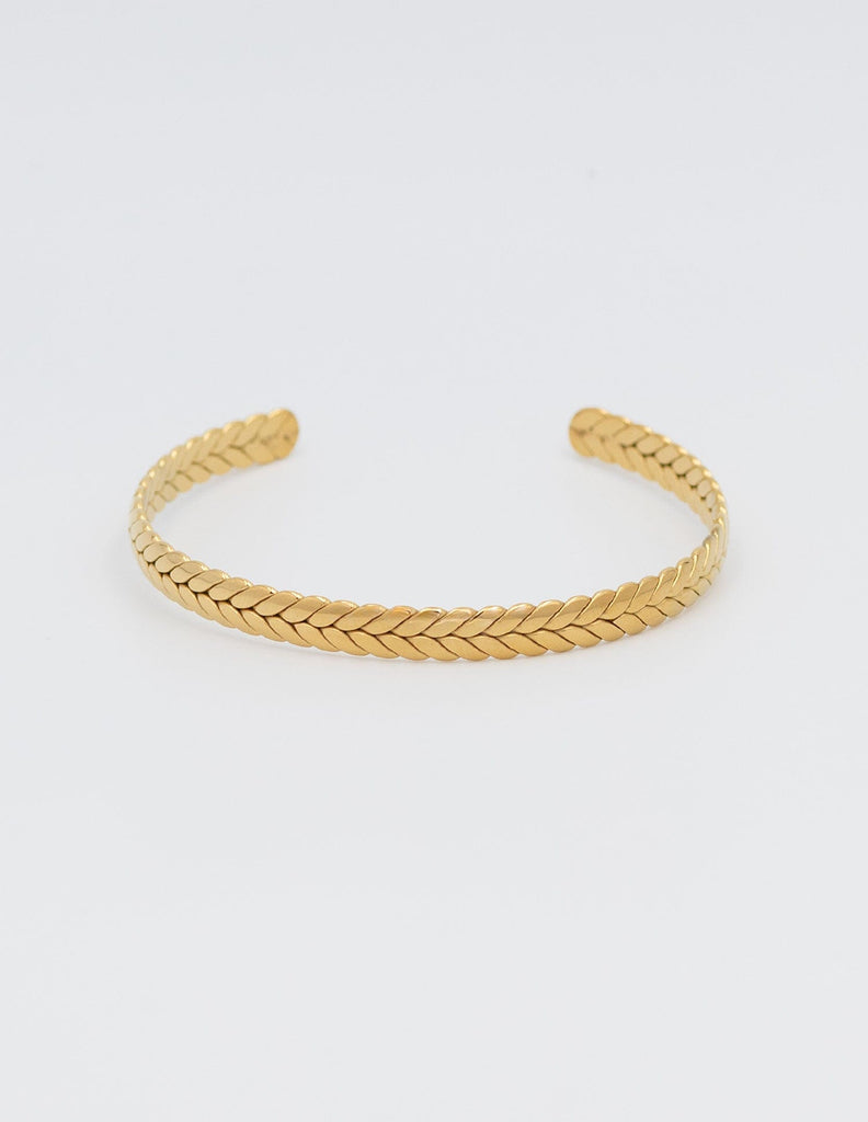 pulsera dorada de acero trazada rígida flexible ajustable
