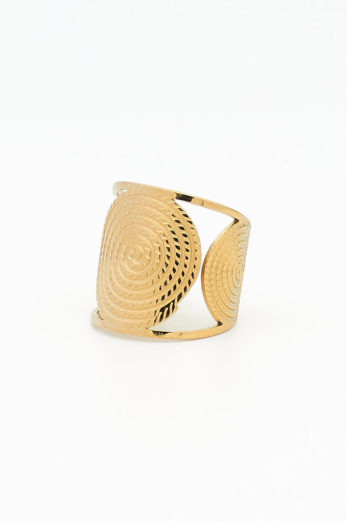 Anillo ancho dorado de acero inoxidable de perfil