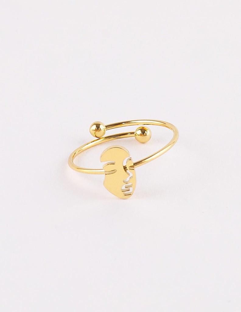 Anillo dorado fino con cara Celia