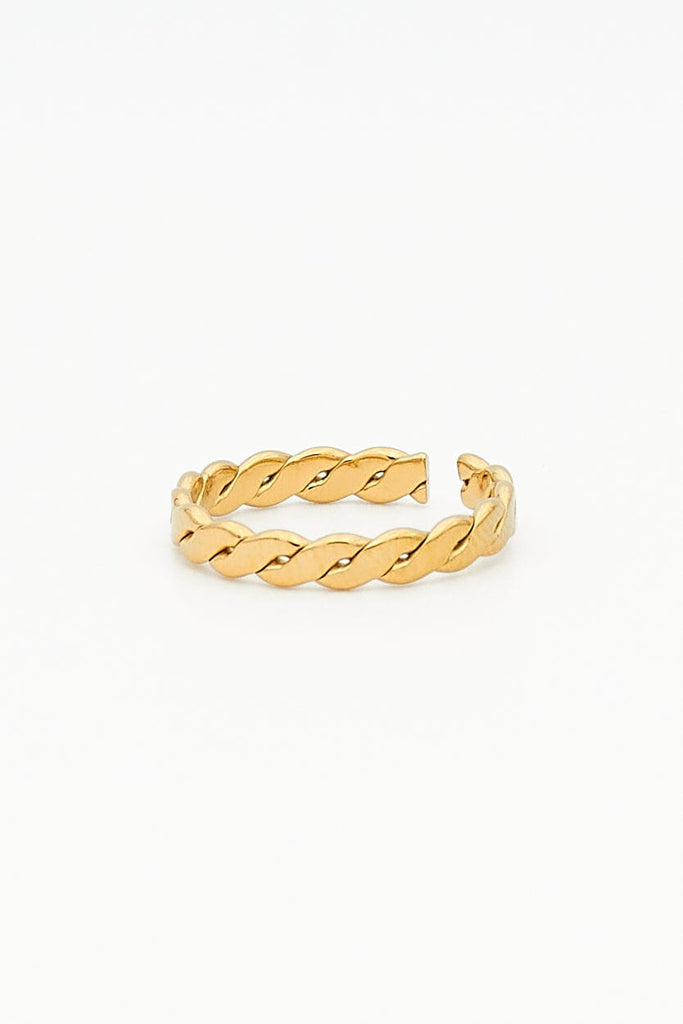 Anillo trenzado dorado de acero inoxidable Fleur