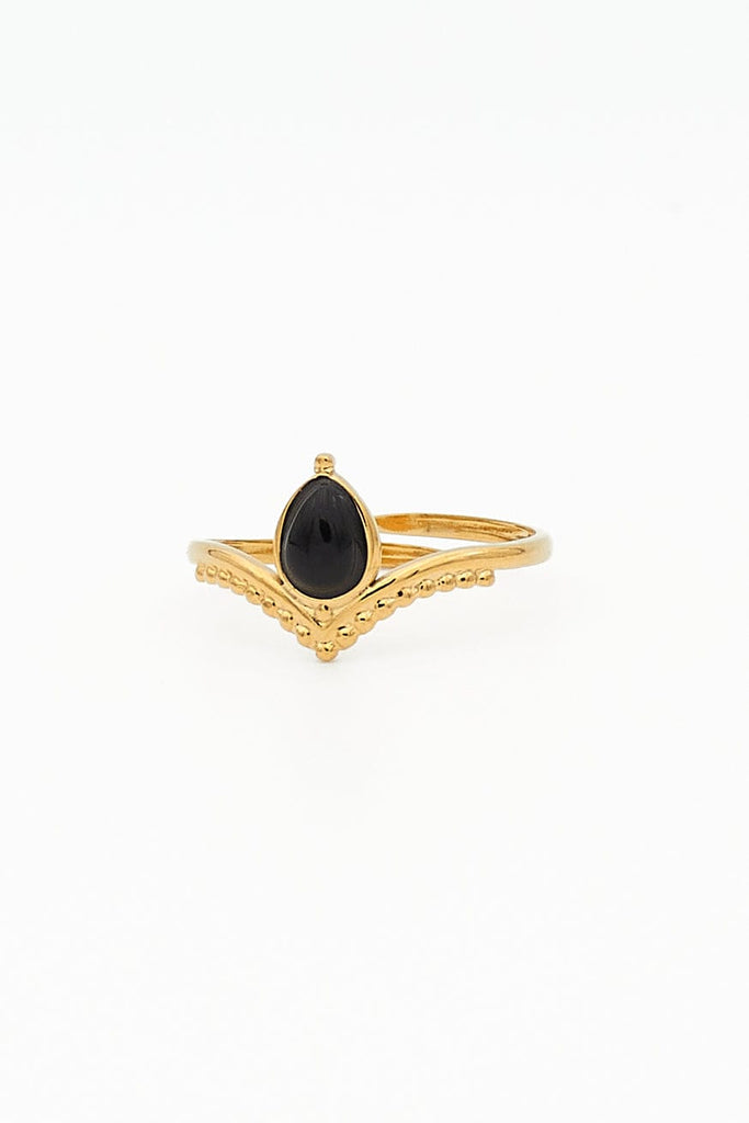 Anillo dorado con piedra negra al estilo indio Colette