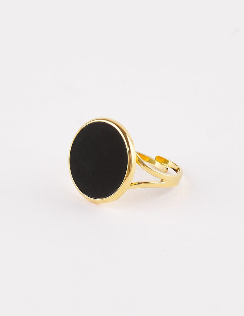 Anillo redondo negro Inés